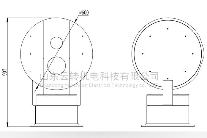 兩軸高精度球形電動伺服轉臺直徑600mm
